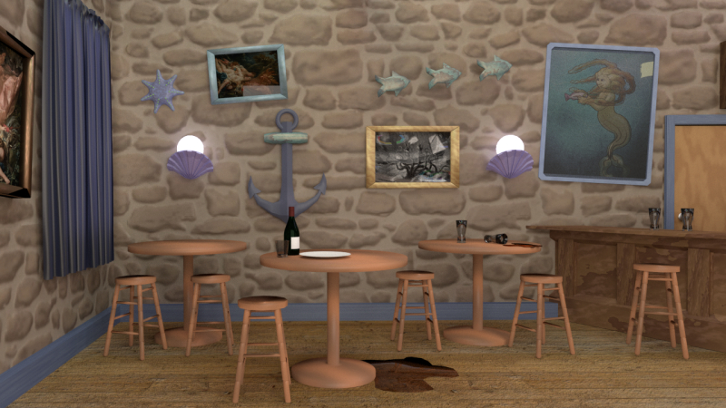 flat render of a nautical themed bar