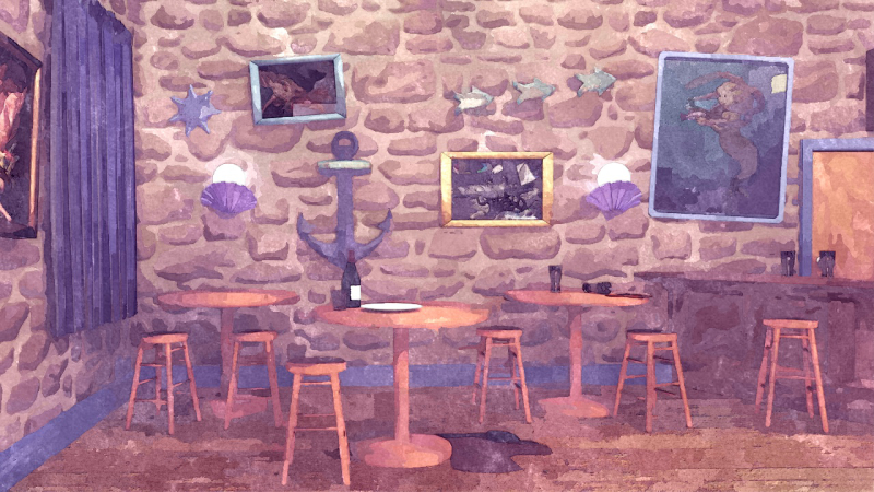 a watercolour filtered image of a nautical themed bar